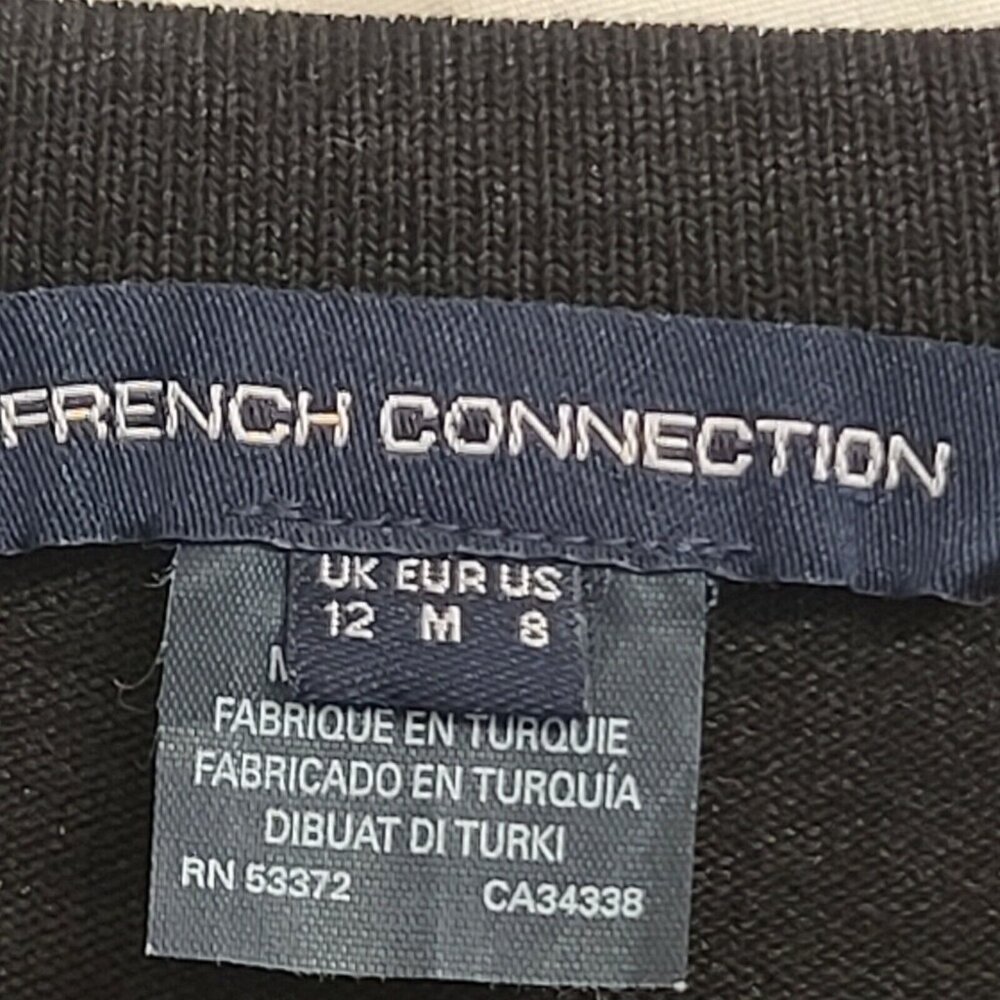 French Connection Dress Size 8 Womens Black Knit Sheath Long Sleeve Knee Length - Picture 8 of 12